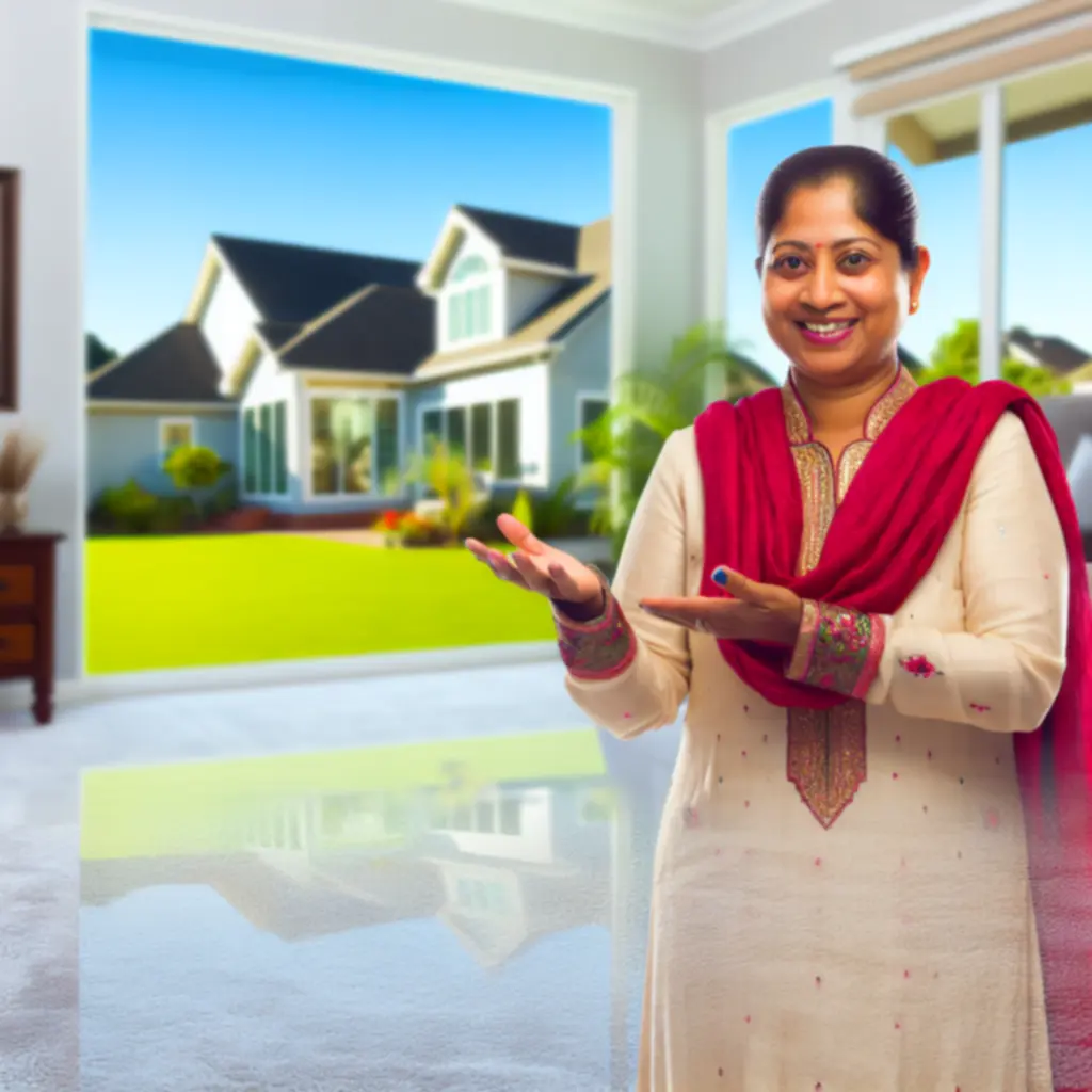 Elégedett ügyfél frissen kitisztított szőnyeggel